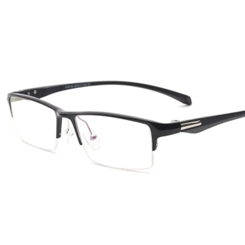 

OEYEYEO New Aluminum Alloy Business Half Frame Spectacle Frame Men's Simple Fashionable Comfortable Optical Frame TR90 Legs 6185