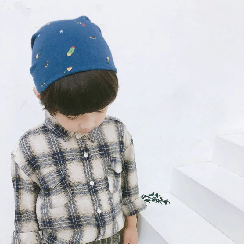 Dual-purpose Pure cotton Bear fox rabbit Cat Rocket Mickey Pattern scarf For Boys and girls Keeping warm Hat children |
