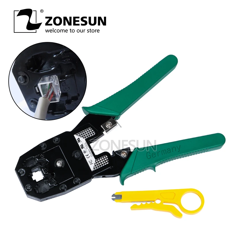 ZONESUN ручные инструменты щипцы для обжима обжимной кабель зачистки прессовочная