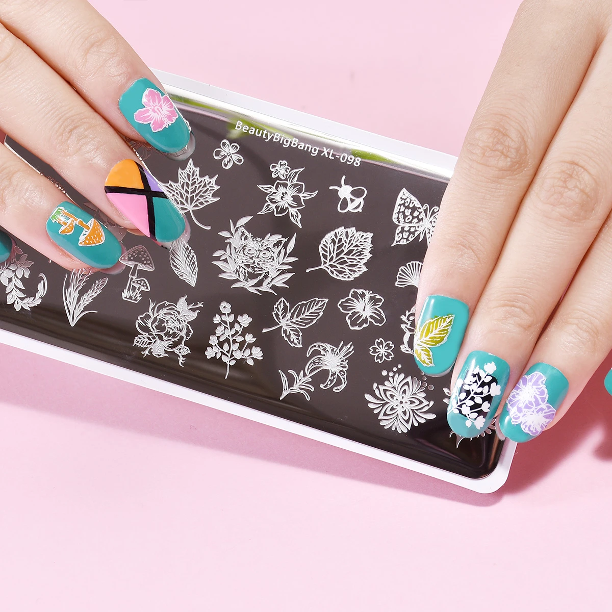Beautybigbang пластины для штамповки ногтей натуральный цветок белка кактус изображение из нержавеющей стали дизайн ногтей шаблон форма трафарет XL-98