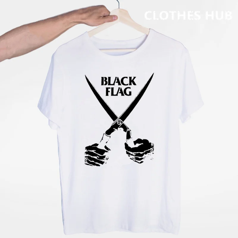 Футболка с черным флагом; летняя футболка с круглым вырезом и коротким рукавом в стиле панк-рок; Футболка с большими полосками - Color: Dark grey