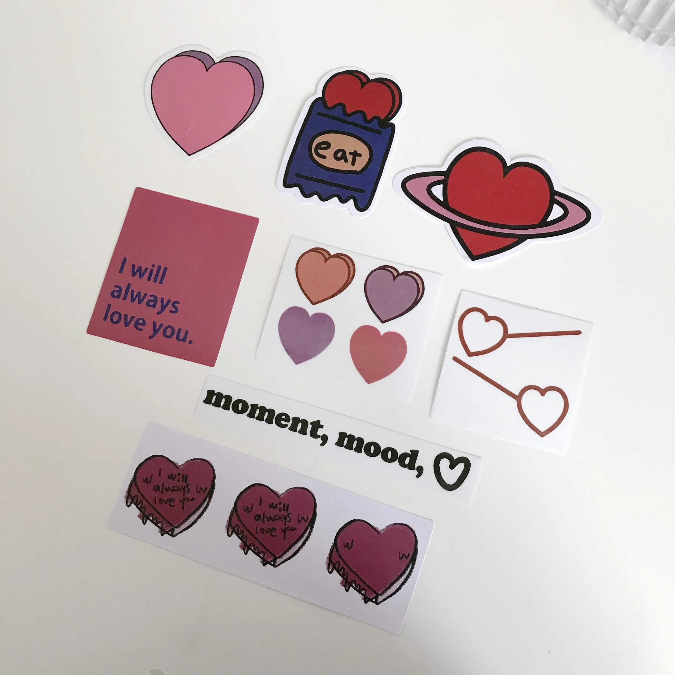 8pcs Ins Lovely Heart Creative Decorative Sticker Korean Label Diary Album Kawaii Phone Stickers DIY Scrapbooking Stationery