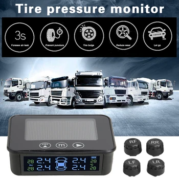 

oice Control Solar Car TPMS Alarm Tire Pressure Alarm Monitoring Touch SwitchTyre Sensor Temperature Pro Visture Warning