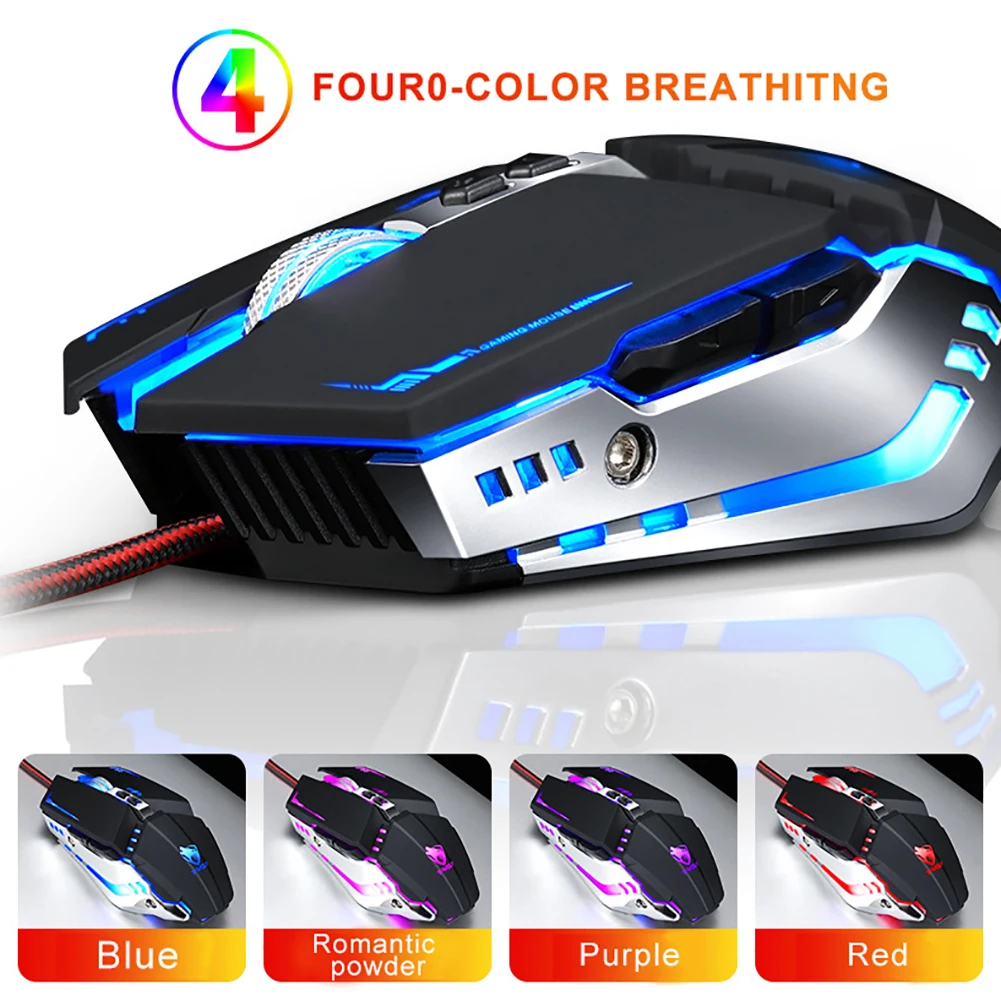 V7 дышащая световая макропрограммирование оптическая 7 кнопок 3200 dpi USB игровая мышь