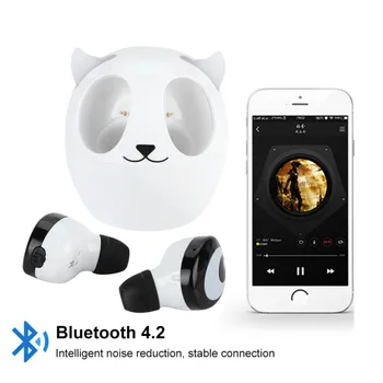 

TWS Wireless Bluetooth Earphone Cartoon Cute Bear stereo Sports Noise reduction Earpiece With mic With Charging Box For iphone