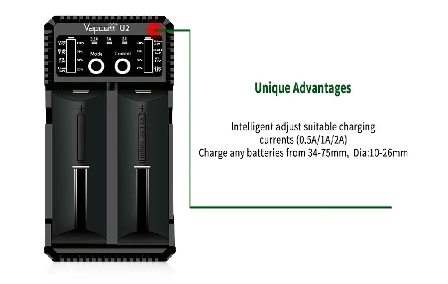 2 шт Vapcell 14500 батарея 1000mah 3A аккумуляторная батарея с Vapcell U2 2A быстрое устройство для зарядки для фонарей