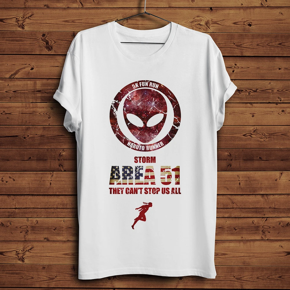 Забавная Мужская футболка Area 51 storm 5K fun run новинка на лето белая Повседневная