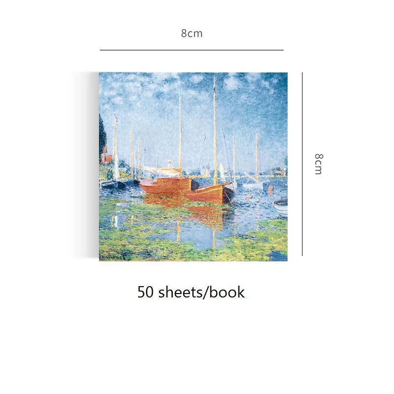 50 Sheets/book World Famous Painting Series Note Paper Monet's Work Non-sticky Note Paper Memo Stationery Decoration Notebook
