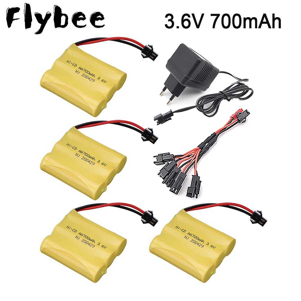 Batteria Nicd 3.6 V 700 Mah Con Caricabatterie Spina Sm Per Serbatoi Per Auto Giocattolo Rc Treni Pistola Per Barche Robot Aa 3.6 V 700 Mah Batteria R