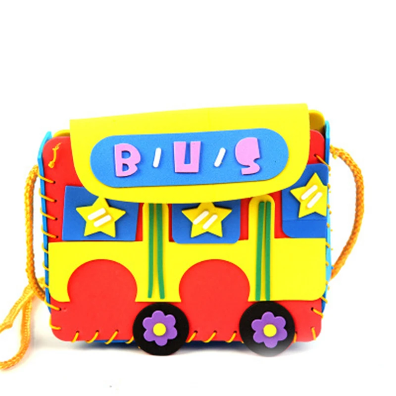 1 Set Multicolor Handmade EVA Foam Puzzles Lovely Animals Children Bags DIY Crafts For Kids Interactive Educational Toys
