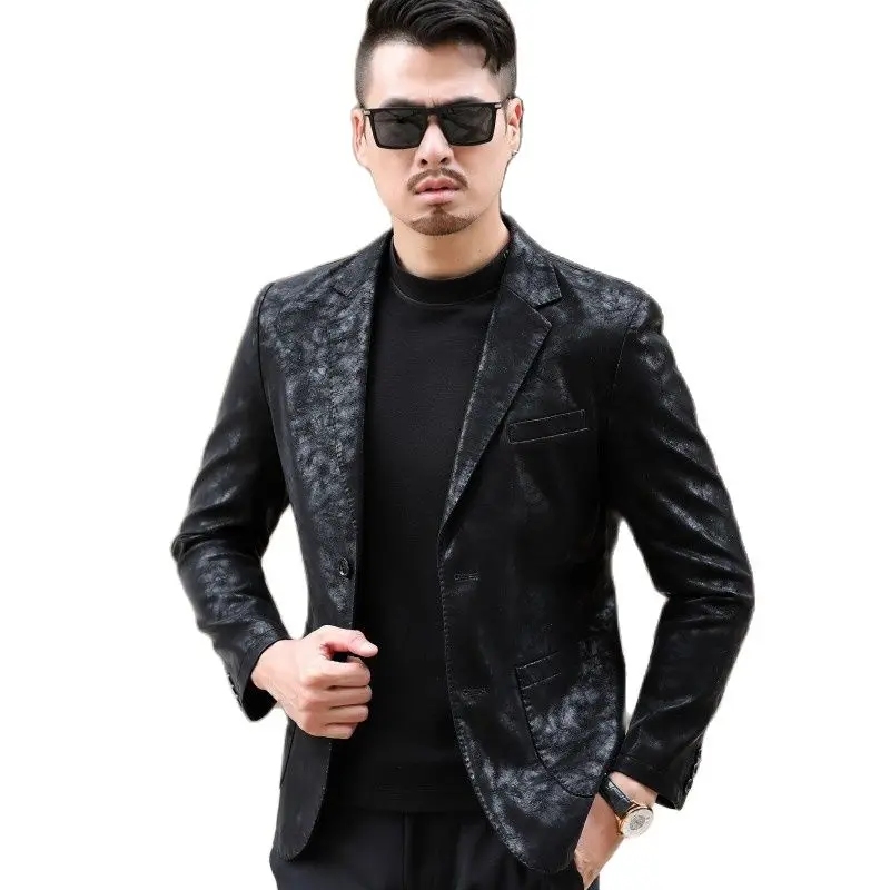 

20206 New Men's Genuine Leather Clothes Men's Clothing Young and Middle-aged Suit Sheep Leather Jacket