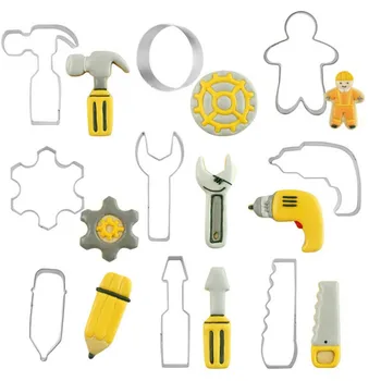 

9pcs/lot Engineering Tools Shape Cookie Cutter Cake Decorating Fondant Cutters Tool Cookies Stainless Steel Biscoito