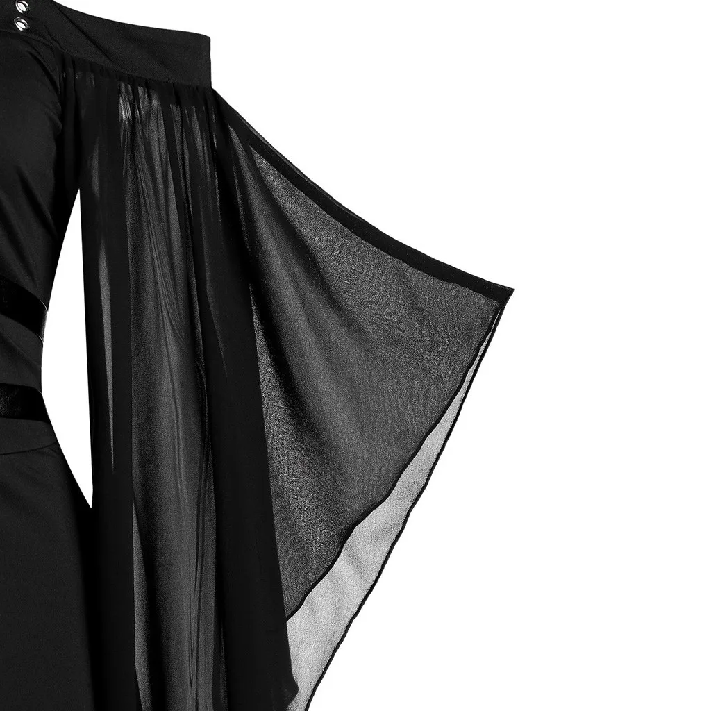Женское крутое однотонное готическое платье с перекрещивающимися кружевами, с рукавами-бабочками, сексуальные женские платья в готическом стиле 19Sep23