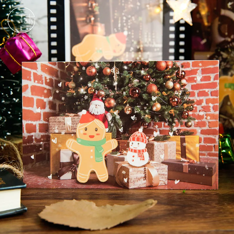30 шт./компл. Hello Gingerbread Man Рождественская открытка DIY Мультяшные поздравительные открытки Открытка для сообщений подарок на год