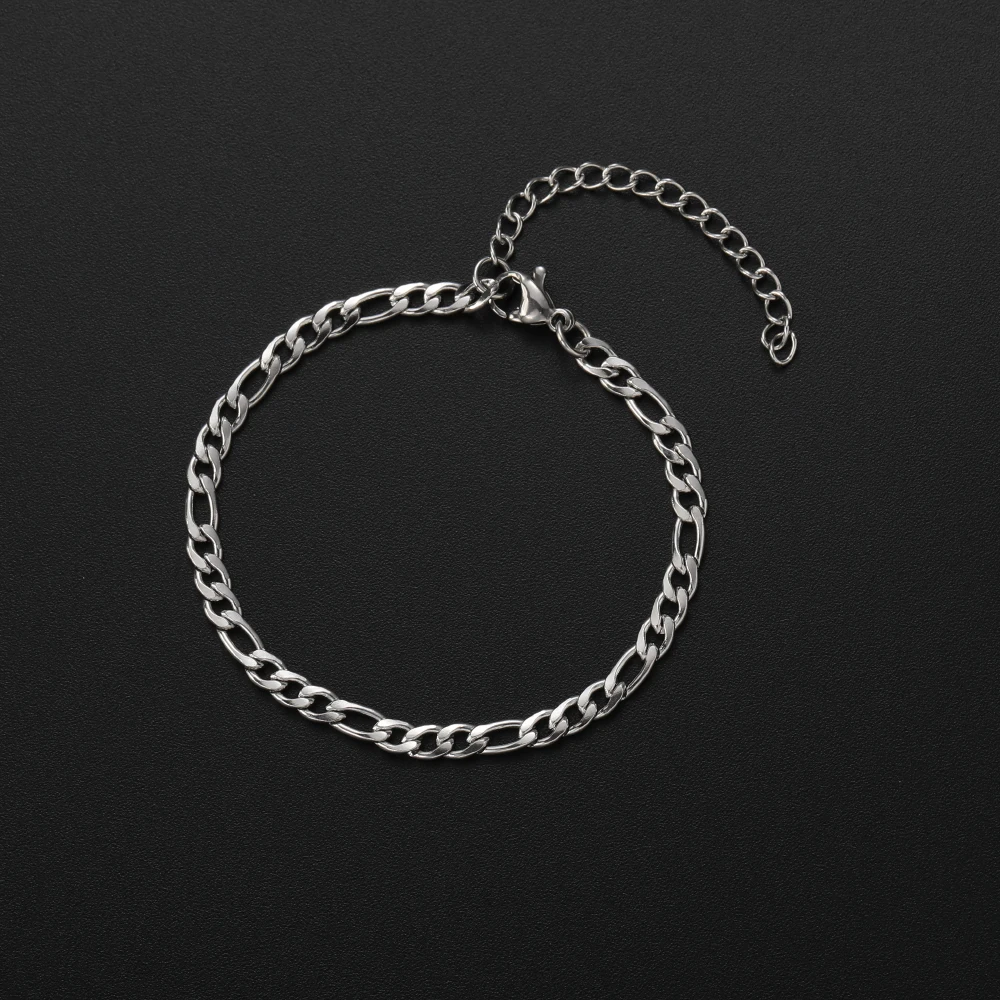 Width 4MM Stainless Steel Golden Black Chain Bracelet For Men and Women Fashion Gift Jewelry Length 16+5CM chain bracelet stainless steel bracelets stainless steel jewelry