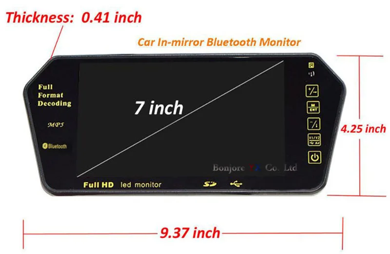 Koorinwoo для sony AHD Лицензия 7 дюймов bluetooth TFT lcd цветной зеркальный монитор Viedo MP5 плеер Пульт дистанционного управления Автомобильная камера заднего вида