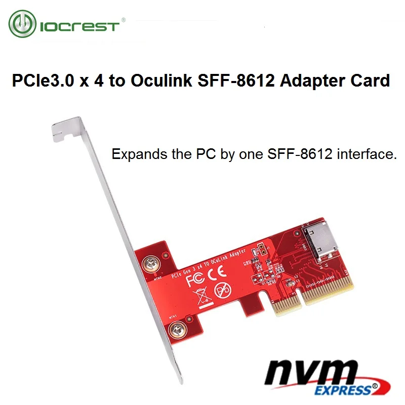 

PCIe3.0 x 4 to Oculink SFF-8612 Adapter Card for PCIe NVMe SSD