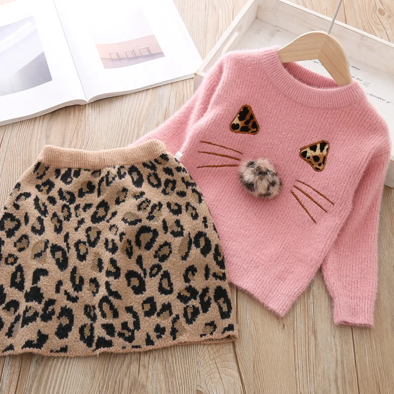 

2019 New Autumn Baby Girl Clothing Sets Animal Long Sleeve + Skirts 2Pcs Fashion Girls Suits Kids Clothes