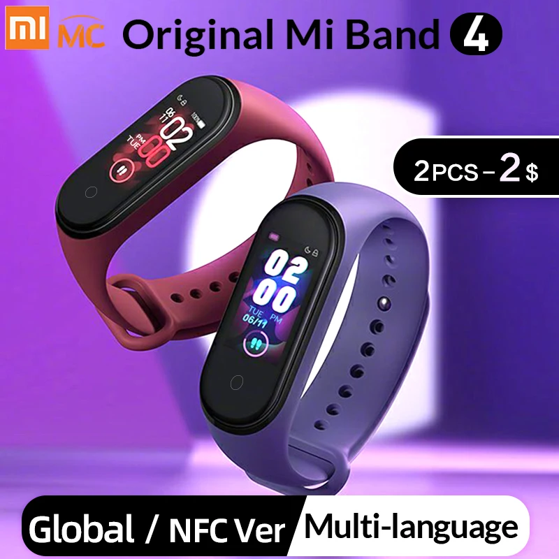 Глобальная версия) Xiaomi mi Band 4 смарт-браслет цветной экран smartband mi band 4 Браслет фитнес-трекер частота сердечных сокращений mi Band 3