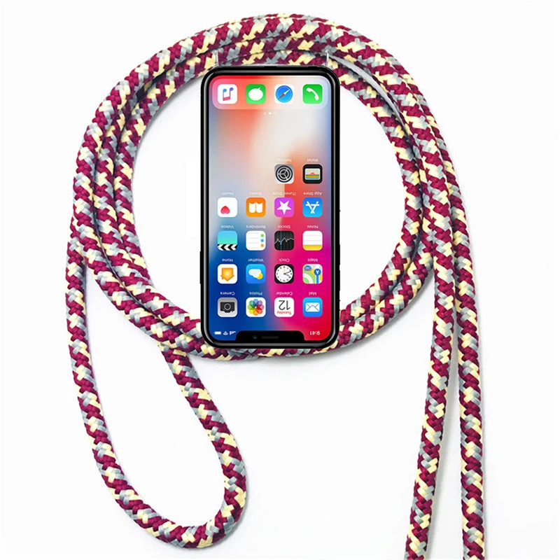 Чехол Lanyard Цепочки и ожерелья плечевой шейный ремень веревка шнур для samsung Galaxy S3 Duos Neo S6 S7 край S8 S2 плюс S4 S5 мини-чехол для телефона - Цвет: 13Red-Yellow