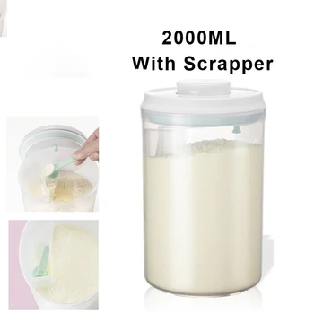 

2000ml Air Tight Milk Powder Container With Scraper Leakproof Formula Dispenser BPA-Free Sealed Food Snacks Storage Bottle Box