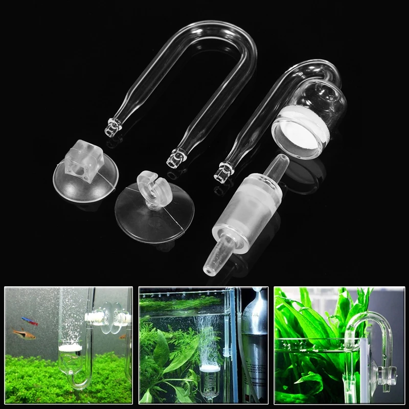 1 Set Aquarium CO2 System Diffuser Check Valve Parts U Shaped Glass Tube Bend Accessory DIY Diffusion Regulator Suction Cup | Дом и сад