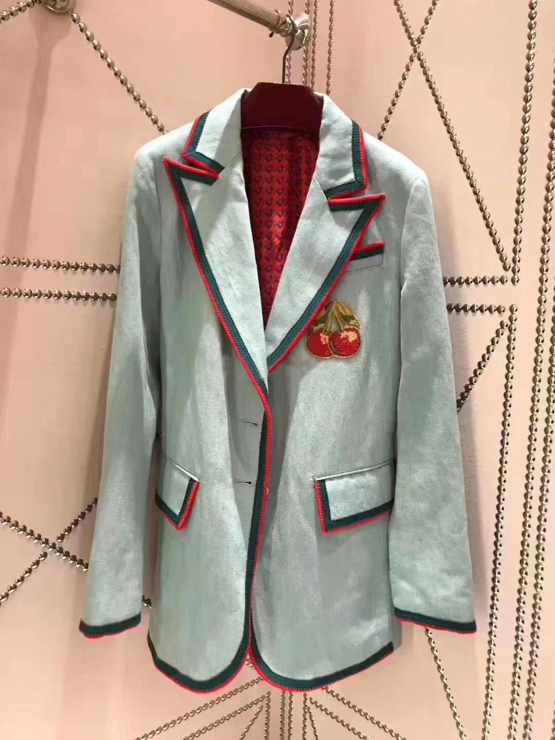 

2019 Autumn And Winter New Style Yang Mi Show Elegant Light Blue Suit Jacket + Slim Dress Two-Piece 8970 #