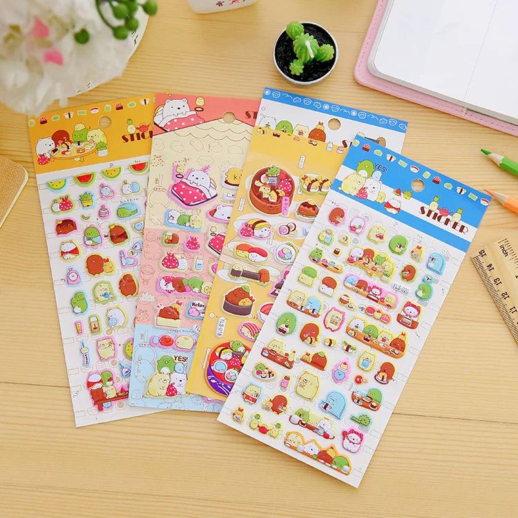 

Bubble Stickers Cartoon Puffy Stickers Animal Fruit DIY Waterproof Girls Boys Kids Toys For Children Laptop Sticker Gifts 1pcs
