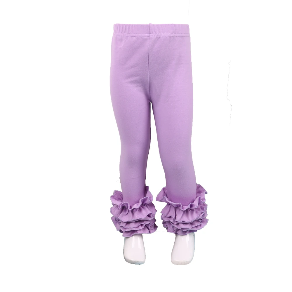 Фабричные разноцветные недорогие однотонные штаны из хлопка с оборками для маленьких девочек - Цвет: lavender