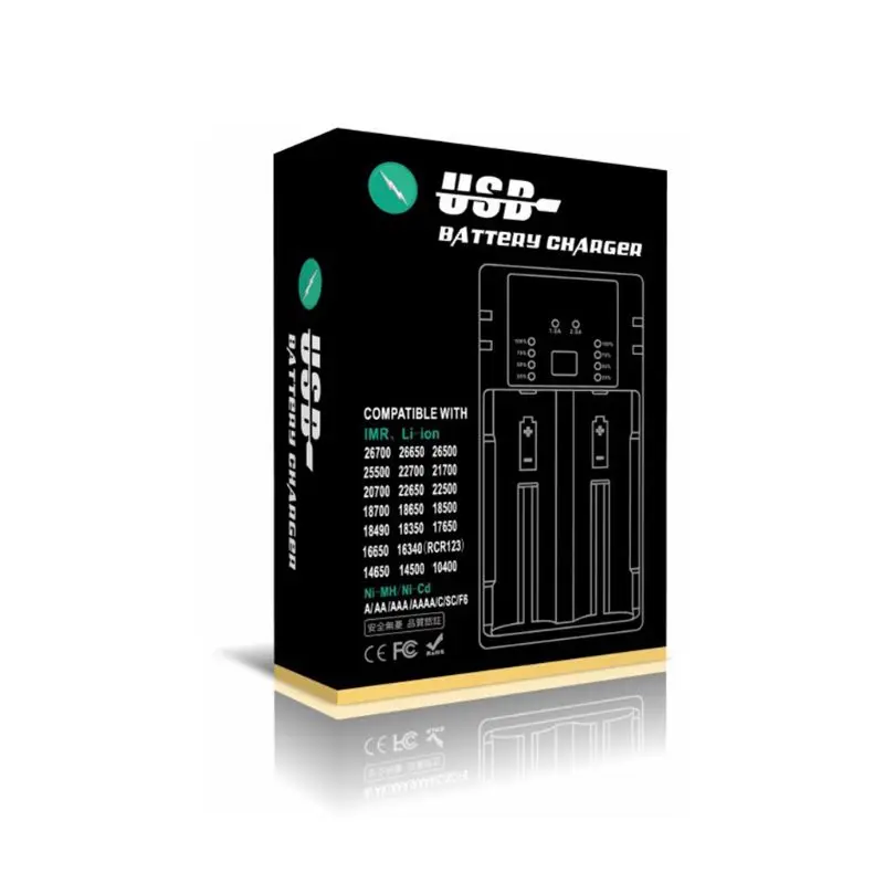 2 слота USB зарядное устройство для 18650 20700 21700 26650 18350 10500 AA/AAA перезаряжаемый литиевый Liion