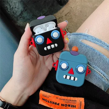 

For Airpods Case,3D Cartoon Colorful Robot Case For Airpods 1/2 Case,Soft Silicone Protective Shockproof Earphone Cover