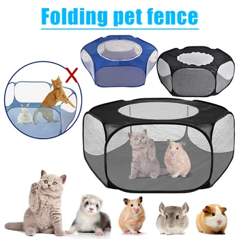 

Small Animals Cage Tent with Top Cover Breathable Foldable Playpen Exercise Fence for Outdoor/Indoor _WK