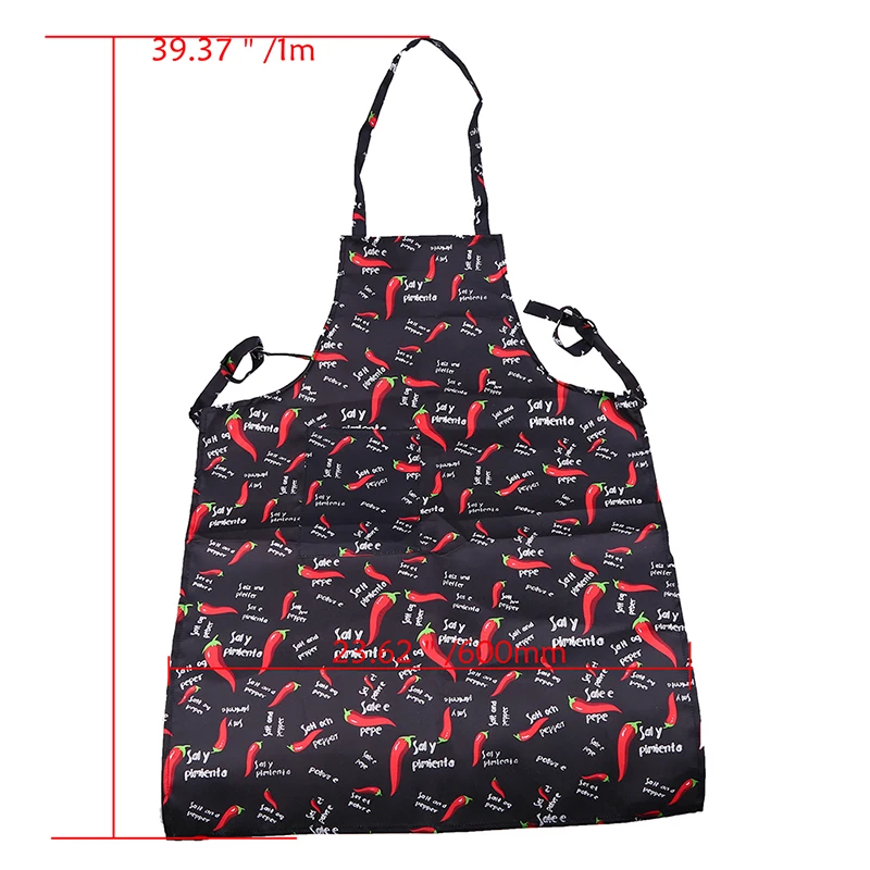 1Pc Polyester Chili Apron Sleeveless Man Bib Apron Chef Waiter Cooking Aprons with Pockets Women Aprons Kitchen Tool