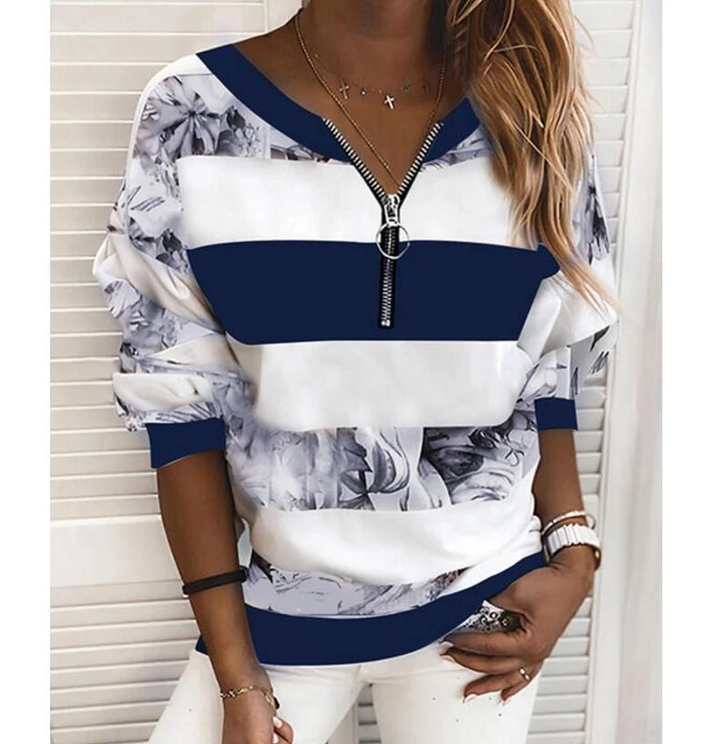 Women's Blouse Shirt Striped Color Block Long Sleeve Print V Neck Tops Basic Top Blue Yellow Blushing Pink chiffon blouse