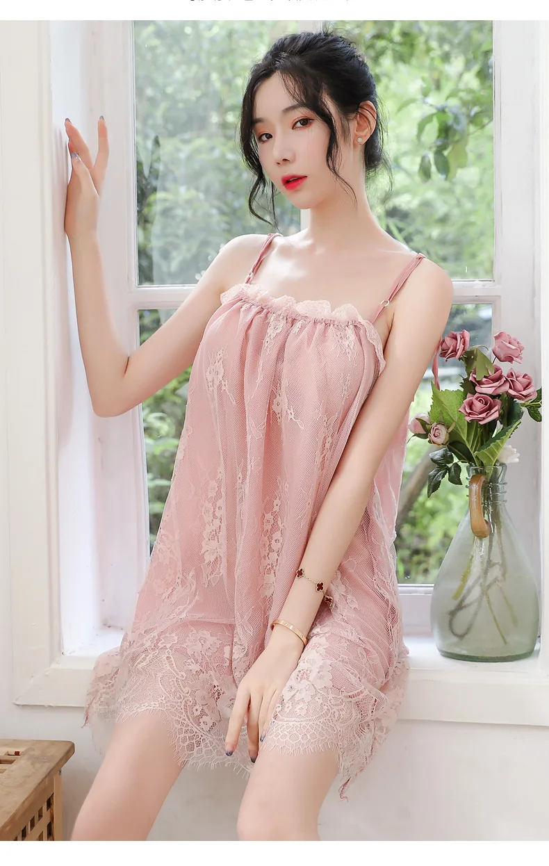 NEW Women Lace Sleepwear Nightwear High Quality Strap Slips Ladies Sexy Lingerie Plus Size XXL