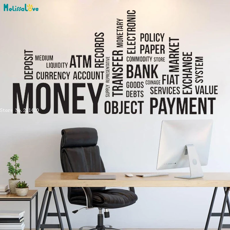 Trendy office decoration images Money Decor Office Wall Decal Idea Payment Bank Business Worker Inspire Decoration Motivation Stickers Yt3852 Aliexpress