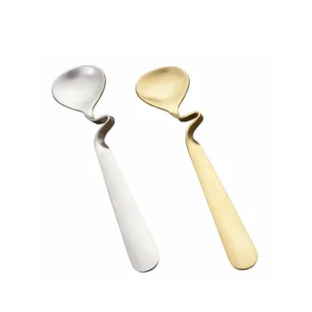 

304 Stainless Steel S Shape Coffee Spoon Creative Hanging Cup Spoons Gold/Silver Teaspoon Tableware WB507