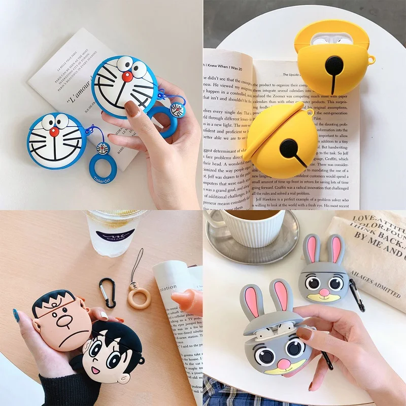 3D крутые кожухи головных телефонов для AirPods чехол милый обувь с мультяшками Apple Air