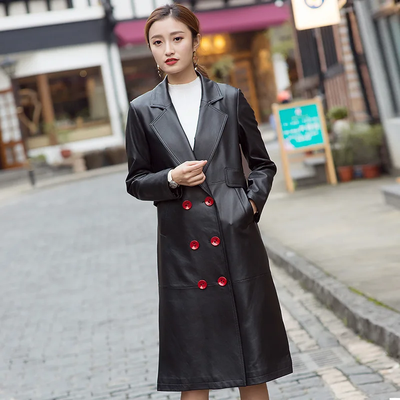 

Leather Real Winter Jacket Women Clothes 2020 Streetwear Casual Genuine Leather Long Coat Fashion Sheepskin Coats LW793 s