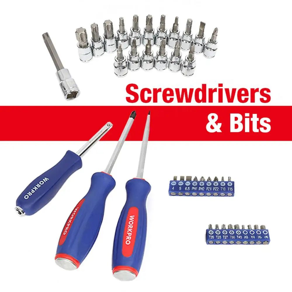 £11.76 Workpro 123pc Tool Set Hand Tools For Car Repair Ratchet