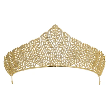 

Tirim Full Crystal Cirrus Ziron Leaf Tiaras Zirconia Headband for Girls or Women Dubai Birthday Party Wedding Prom Bridal