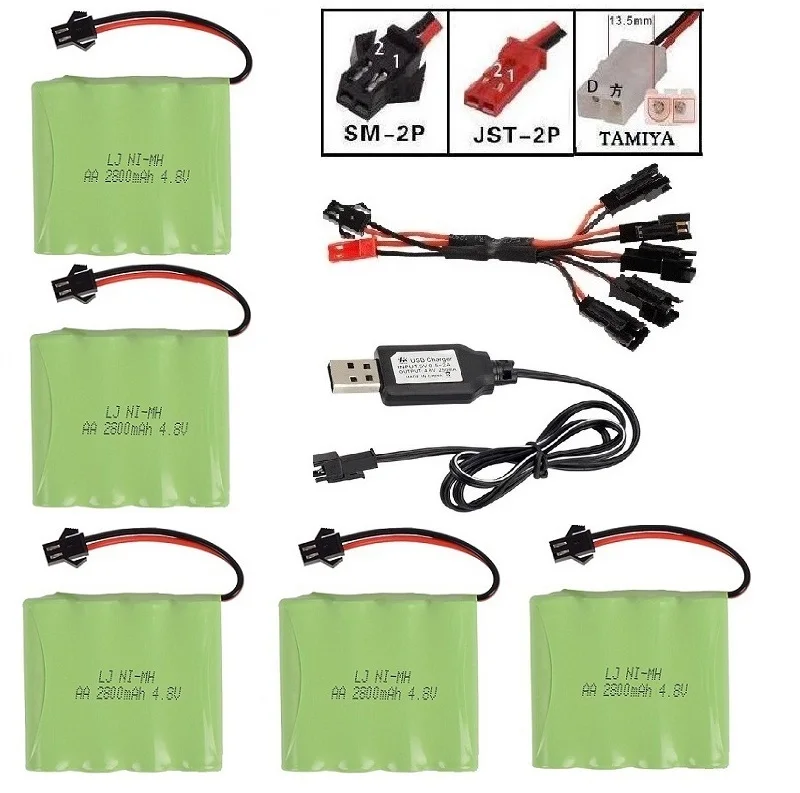 

1-5 шт., Аккумулятор AA NI-MH высокой емкости, 4,8 в, 2800 мАч