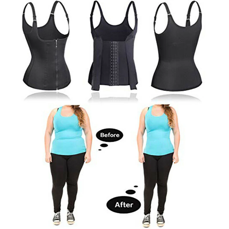 Fajas Reductoras Colombianas Body Shaper Vest Women Waist Trainer Cincher Zipper Tummy Control Corset Slimming Upright Posture