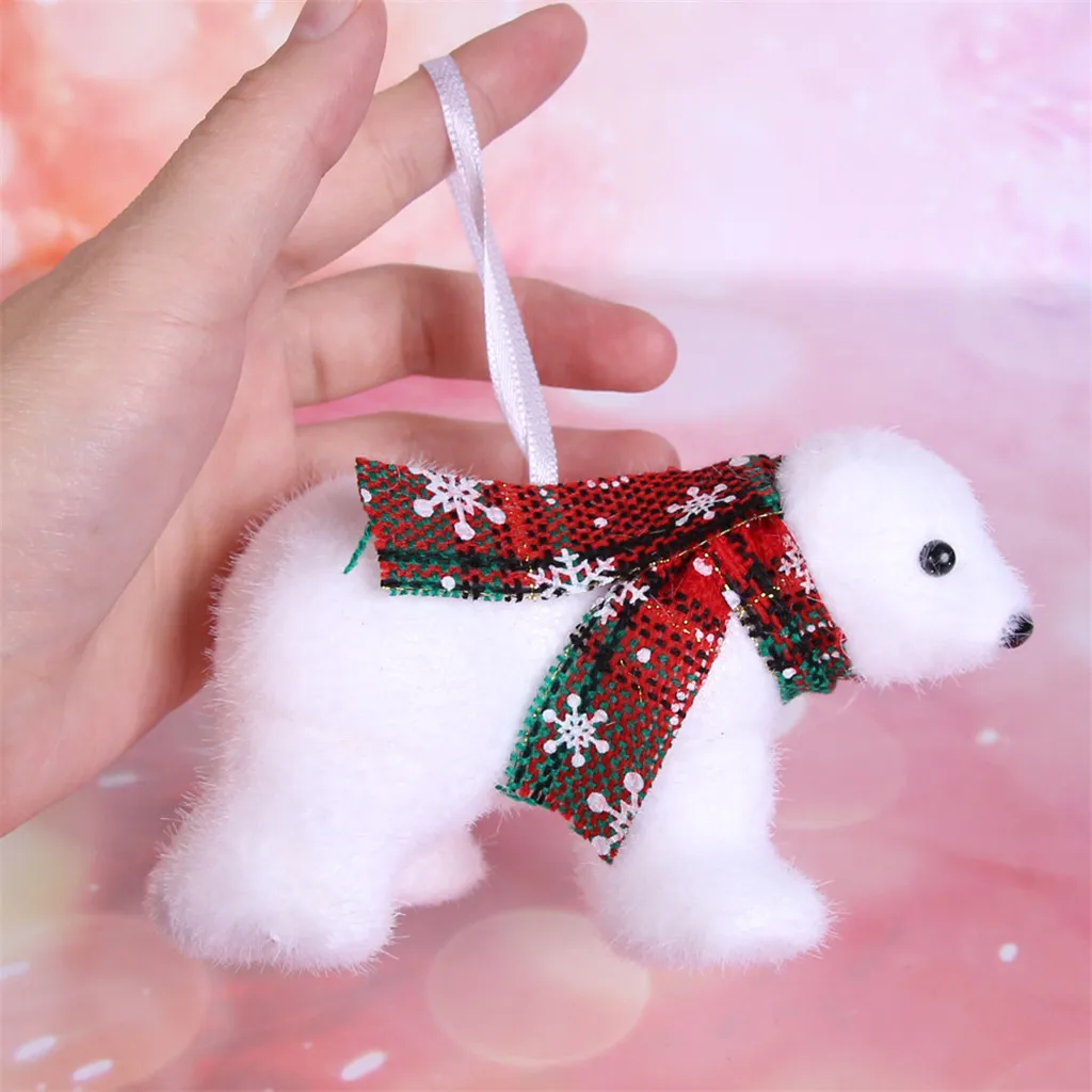 Милый Миниатюрный Плюшевый белый медведь кулон-украшение для рождественской елки домашнее Новогоднее украшение adornos de navidad