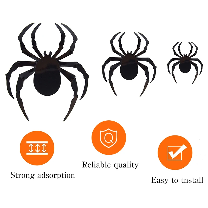 12pcs Horror 3D Spider Wall Stickers For Halloween Party Decoration Home Door And Window Wall Decorations Sticker Craft Supplies