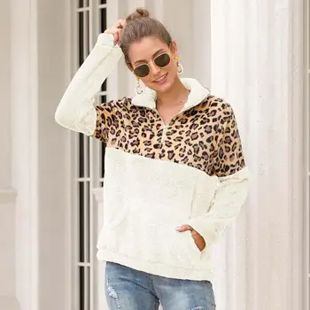 

2019 Autumn Leopard Sweatshirt Women Plush Sweatshirt Female Long Sleeve Winter Sweatshirt Hoody Ladies Warm Sweatshirt