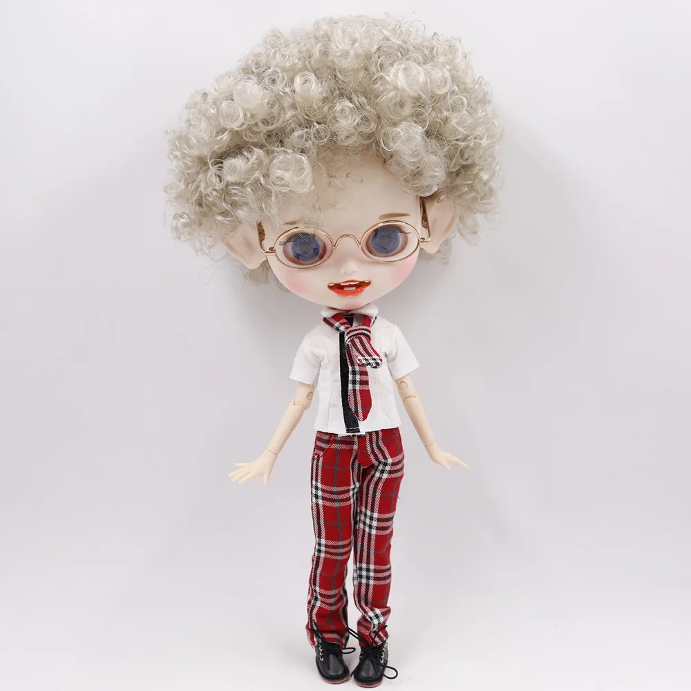 Наряды для Blyth кукла клетчатая юбка и брюки с коротким топом платье 1/6 шарнирная