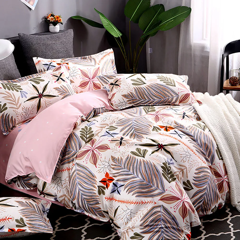 Thumbedding Queen Size Bedding Set Leaves Vintage Classic High End