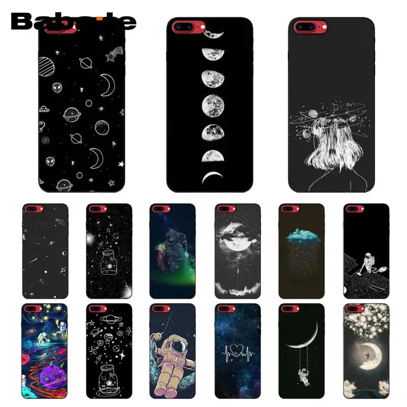 Space planet Black and white sun Moon stars Phone Case for iPhone XR 11 Pro MaxXS MAX 8 7 6 6S Plus X 5 5S SE 12 mini 12ProMax | Мобильные