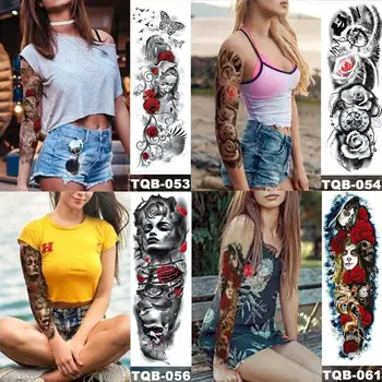 

Full Arm Tattoo Stickers Full Arm Waterproof Tattoo Temporary Blue And White Arm Tattoo